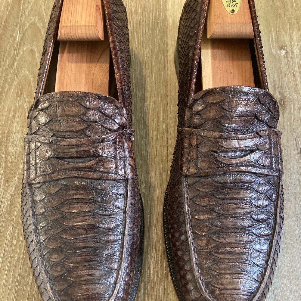 Salvatore Ferragamo Brown Exotic Leather Loafers
